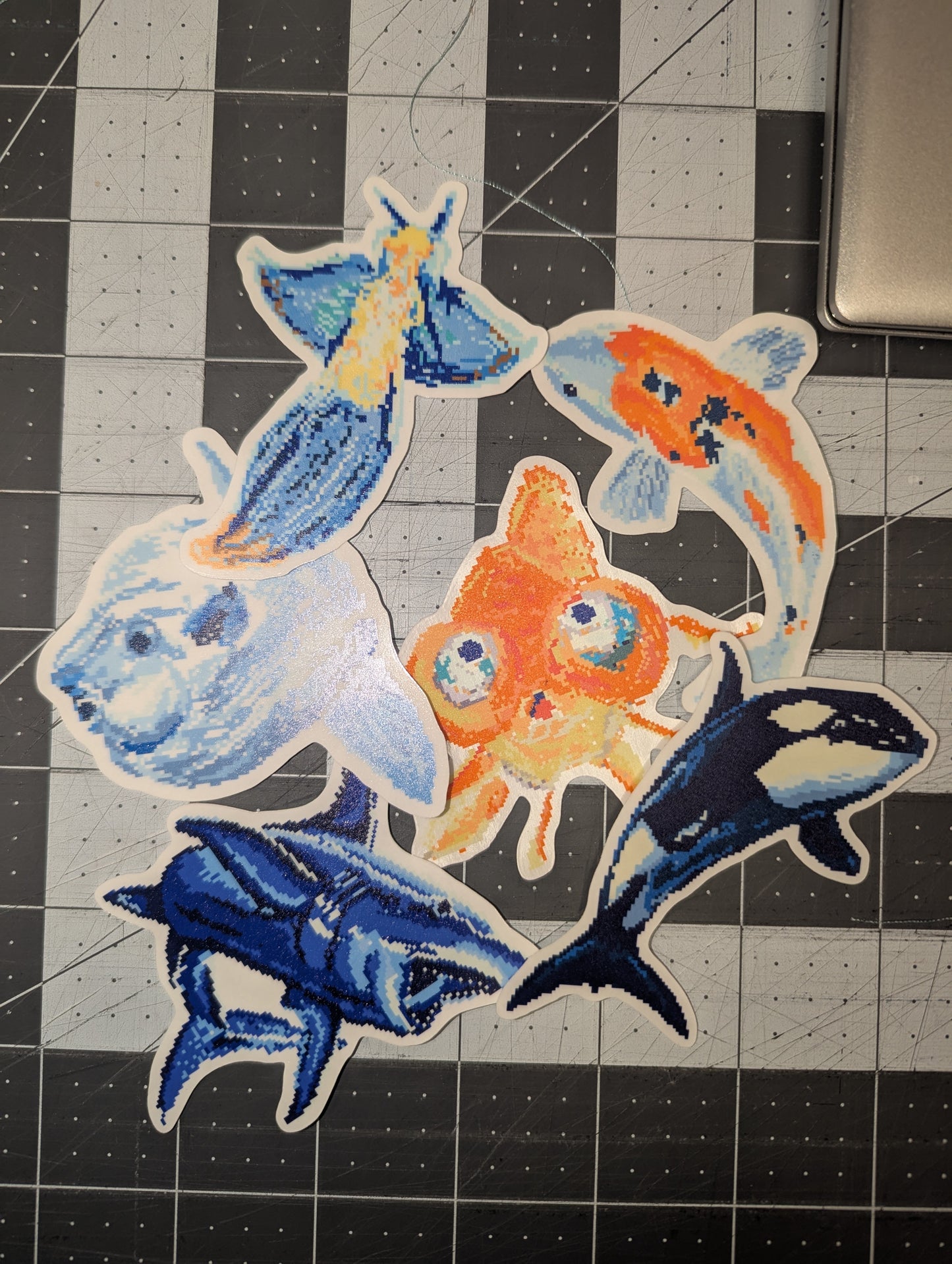 STATIONERY: Pixel Fish Stickers